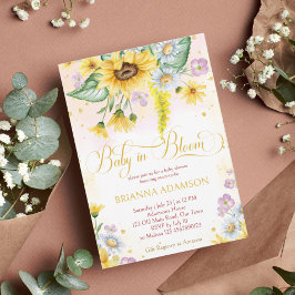 野生のデイジーひまわりベビーで開花の赤ちゃんシャワー 招待状
