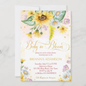 野生のデイジーひまわりベビーで開花の赤ちゃんシャワー 招待状 (正面)