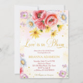 野生のデイジーポピーの愛は開花ブライダルシャワーにある 招待状 (正面)