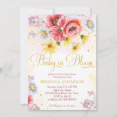 野生のデイジーポピーベビー開花の赤ちゃんシャワーテンプラット 招待状 (正面)