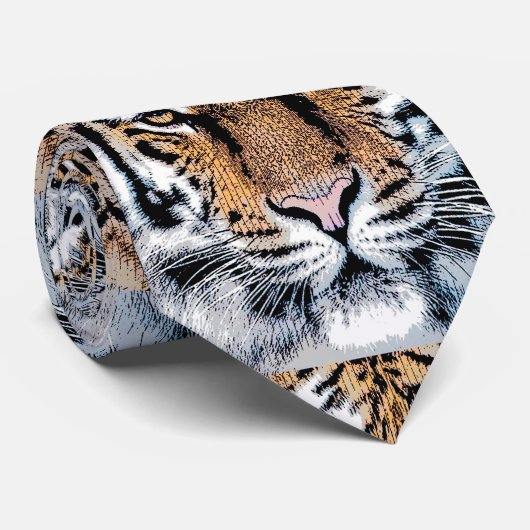 野生のトラのポートレートの写実的な出版物のスタイル ネクタイ (ロール)