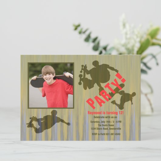 野生のトリックの写真のスケートボードの招待状 招待状 (スタンド正面)