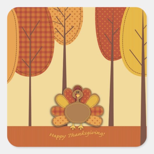 野生のトルコの森ステッカー2 スクエアシール (正面)