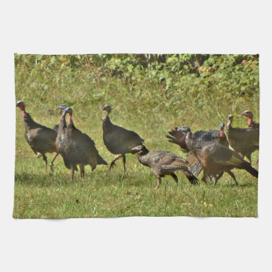 野生のトルコ、カモフラージカラー キッチンタオル (横)