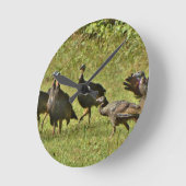 野生のトルコ、カモフラージカラー ラウンド壁時計 (傾斜)