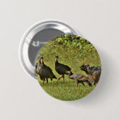 野生のトルコ、カモフラージカラー 缶バッジ (正面&裏面)