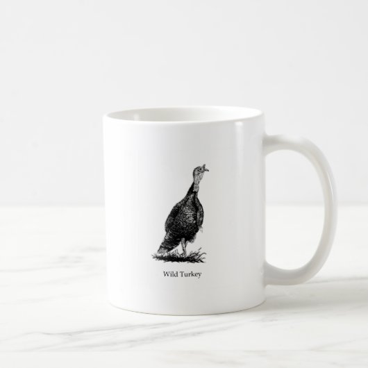 野生のトルコ(線画) コーヒーマグカップ (右)