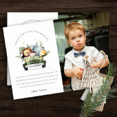 野生のトロピカルジャングルの動物たちと一緒に車で誕生日の写真を サンキューカード