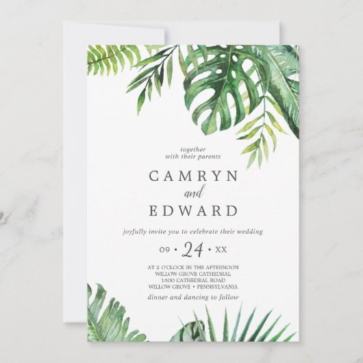 野生のトロピカルパカジュアルメ結婚ス 招待状 (正面)