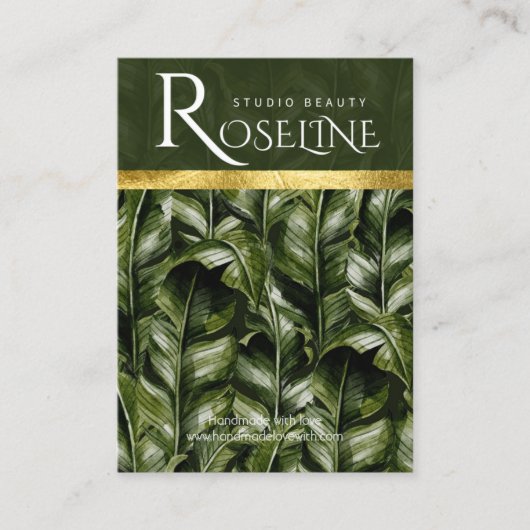 野生のトロピカルパームグリーンロゴイヤリングディスプレイ 名刺 (正面)