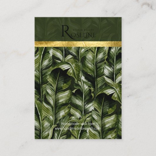 野生のトロピカルパームグリーンロゴイヤリングディスプレイ 名刺 (正面)
