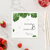 野生のトロピカルラ葉ッシュパームモダン&結婚s スタンダードカクテルナプキン (インサイチュ)