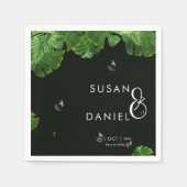 野生のトロピカルラ葉ッシュパームモダン&結婚s スタンダードカクテルナプキン (正面)