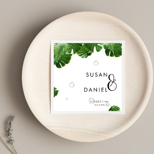 野生のトロピカルラ葉ッシュパームモダン&結婚s スタンダードカクテルナプキン