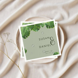 野生のトロピカルラ葉ッシュパームモダン&結婚s スタンダードカクテルナプキン