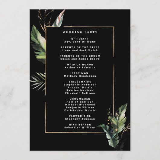 野生のトロピカル結婚な葉の黒い儀式 プログラム (裏面)