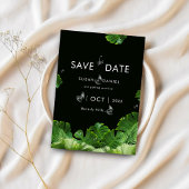 野生のトロピカル葉パームのモダン写真と結婚写真 セーブザデート