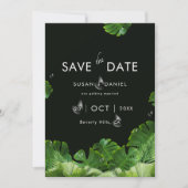 野生のトロピカル葉パームのモダン写真と結婚写真 セーブザデート (正面)