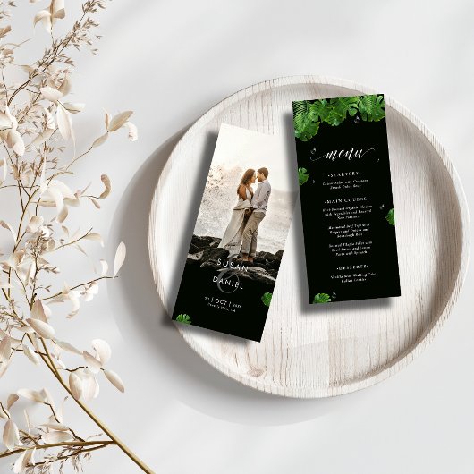 野生のトロピカル葉パームモダンの写真結婚s メニュー