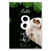 野生のトロピカル&ラッシュパーム葉の写真結婚の写真 テーブルナンバー (正面)