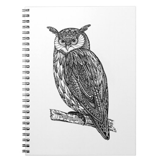 野生のトーテムの動物のフクロウの落書き ノートブック (正面)