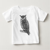 野生のトーテムの動物のフクロウの落書き ベビーTシャツ (正面)