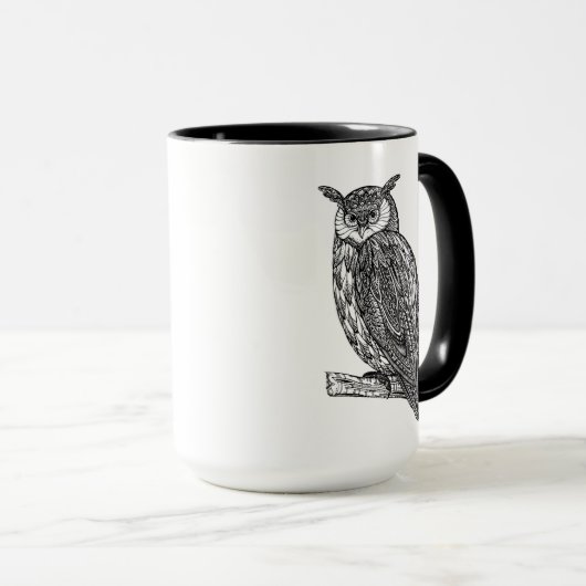 野生のトーテムの動物のフクロウの落書き マグカップ (正面右)
