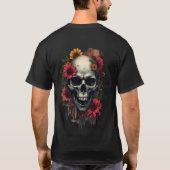 野生のドクロアート フラワースカル に残れ Tシャツ (裏面)