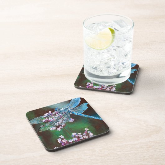 野生のニンニクで休む青いトンボ コースター (右側)