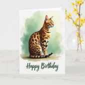 野生のネコの誕生日カード カード (黄色い花)