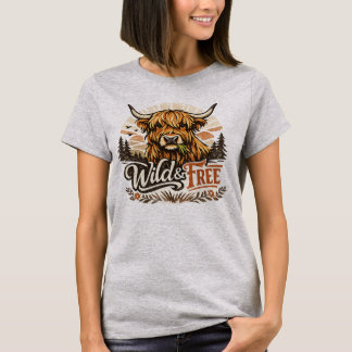 野生のハイランドカウ ヴィンテージ ウエスタン カントリー Tシャツ