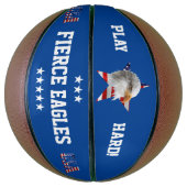 野生のハゲのワシ、アメリカ国旗、スター バスケットボール (縦)