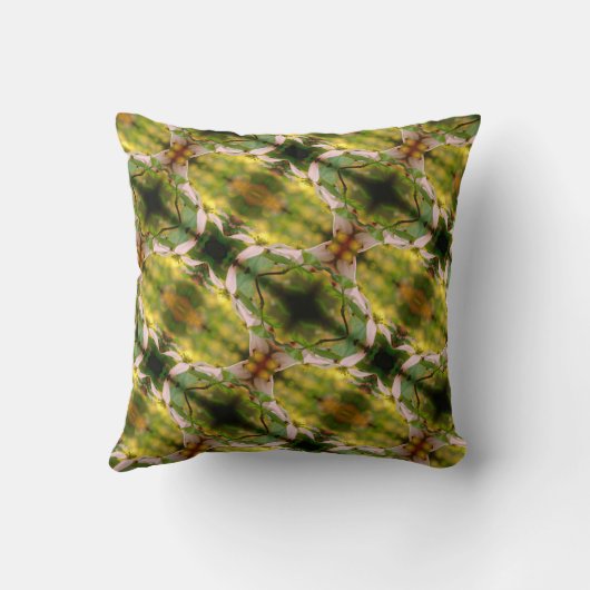 野生のハナミズキの花の抽象芸術模様 クッション (裏面)