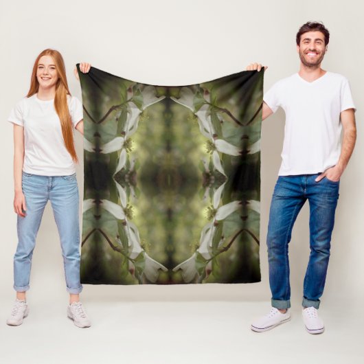 野生のハナミズキの花の抽象芸術模様 フリースブランケット (インサイチュ)