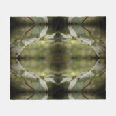 野生のハナミズキの花の抽象芸術模様 フリースブランケット (正面(横))