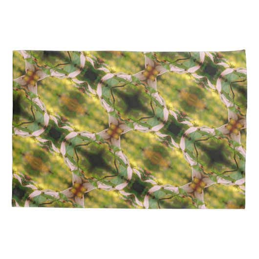 野生のハナミズキの花の抽象芸術模様 枕カバー (裏面)