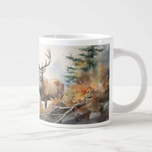 野生のハートで：威厳のある Elk ジャンボコーヒーマグカップ (右)