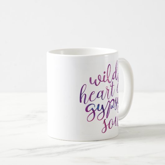 野生のハート及びジプシーの精神の水彩画のマグ コーヒーマグカップ (正面右)