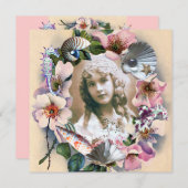 野生のバラとシーシェルスウィート16写真テンプレート 招待状 (正面/裏面)