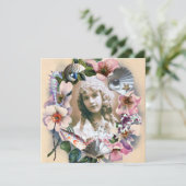 野生のバラとシーシェルスウィート16写真テンプレート 招待状 (スタンド正面)