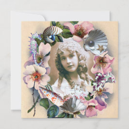 野生のバラとシーシェルスウィート16写真テンプレート 招待状