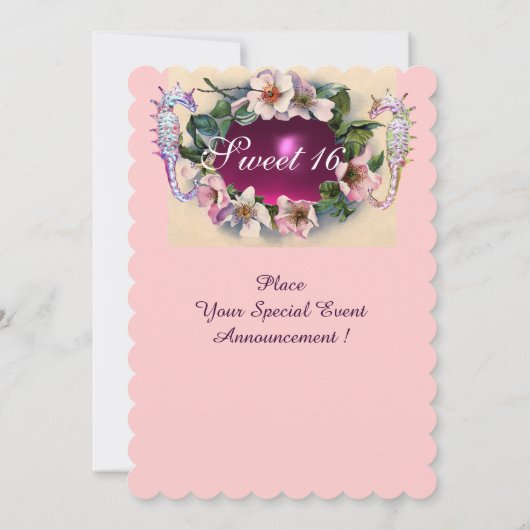 野生のバラとシーシェルスウィート16写真テンプレート 招待状 (裏面)