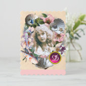 野生のバラとシーシェルスウィート16写真テンプレート 招待状 (スタンド正面)