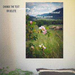 野生のバラと平和な田園風景 ポスター