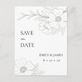 野生のバラのシンプルSageに日付を保存 ポストカード