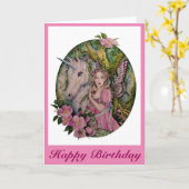 野生のバラの妖精とユニコーンのグリーティングカード カード (黄色い花)