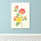 野生のバラの枝、アントワネット・ルーデン。 キャンバスプリント (インサイチュ (ウッドフロア))