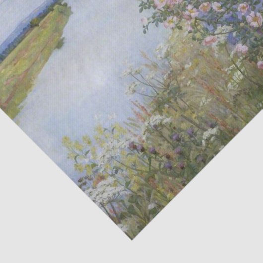 野生のバラを持つ川の母と子 薄葉紙 (詳細)