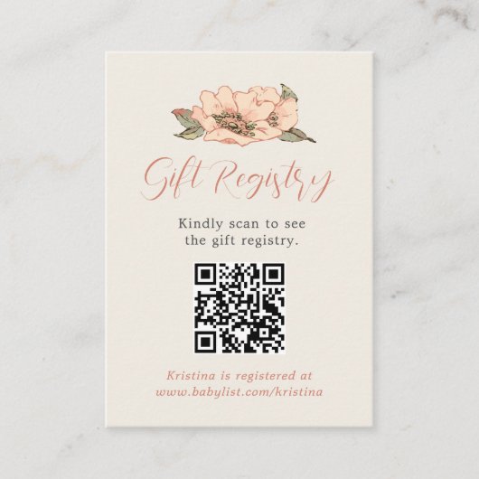 野生のバラエレガントギフト登録ベビーシャワー エンクロージャーカード (正面)