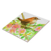 野生のバラピンクの花ボタニカルウォンバード タイル (側面)